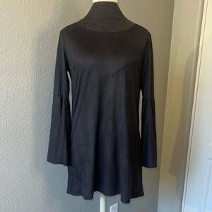 Rokoko by dazz Faux Suede Elegant Black Bell Sleeve Women's Dress Size Small
